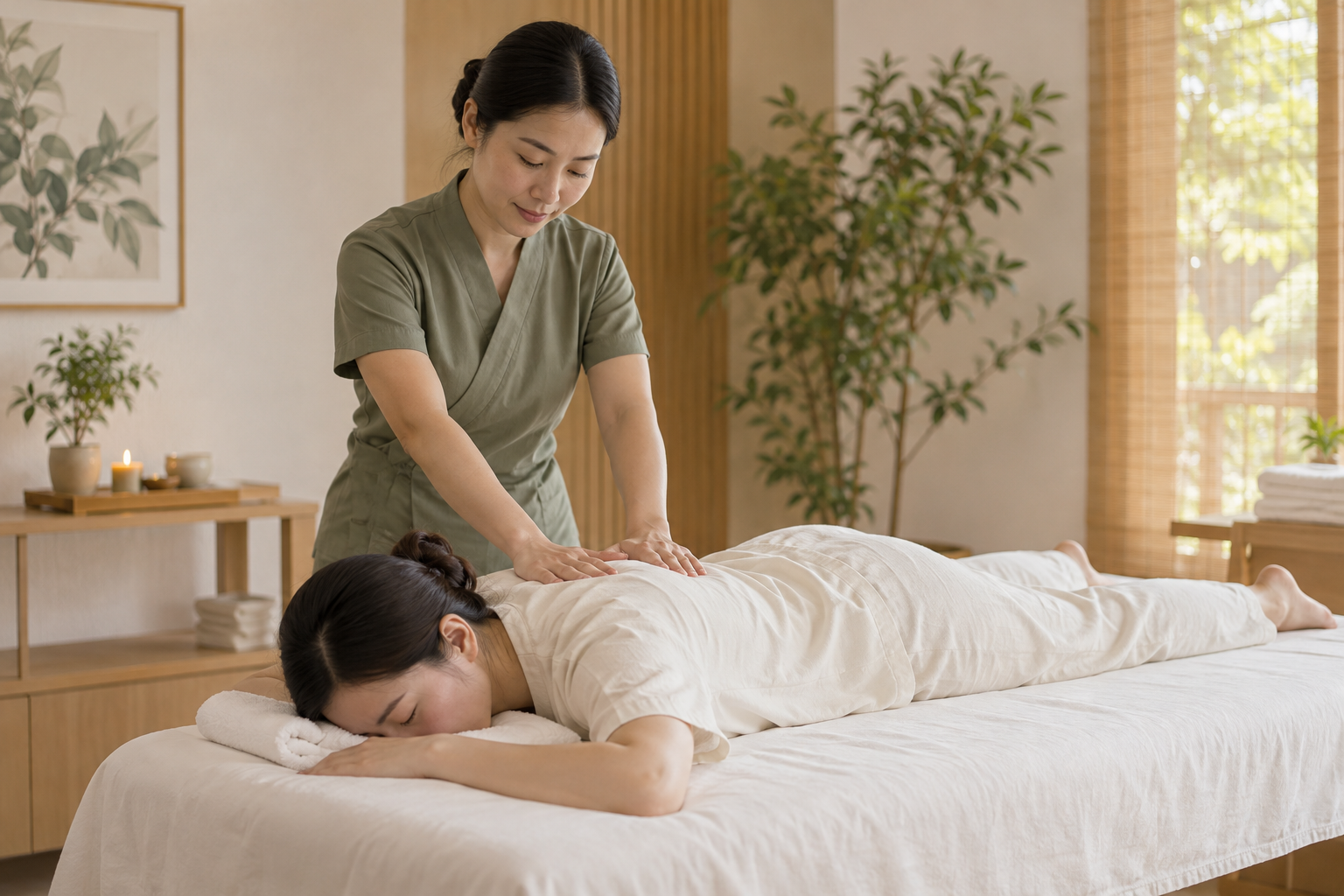 Entspannende Massage am Rücken – KI-generierte Symbolabbildung