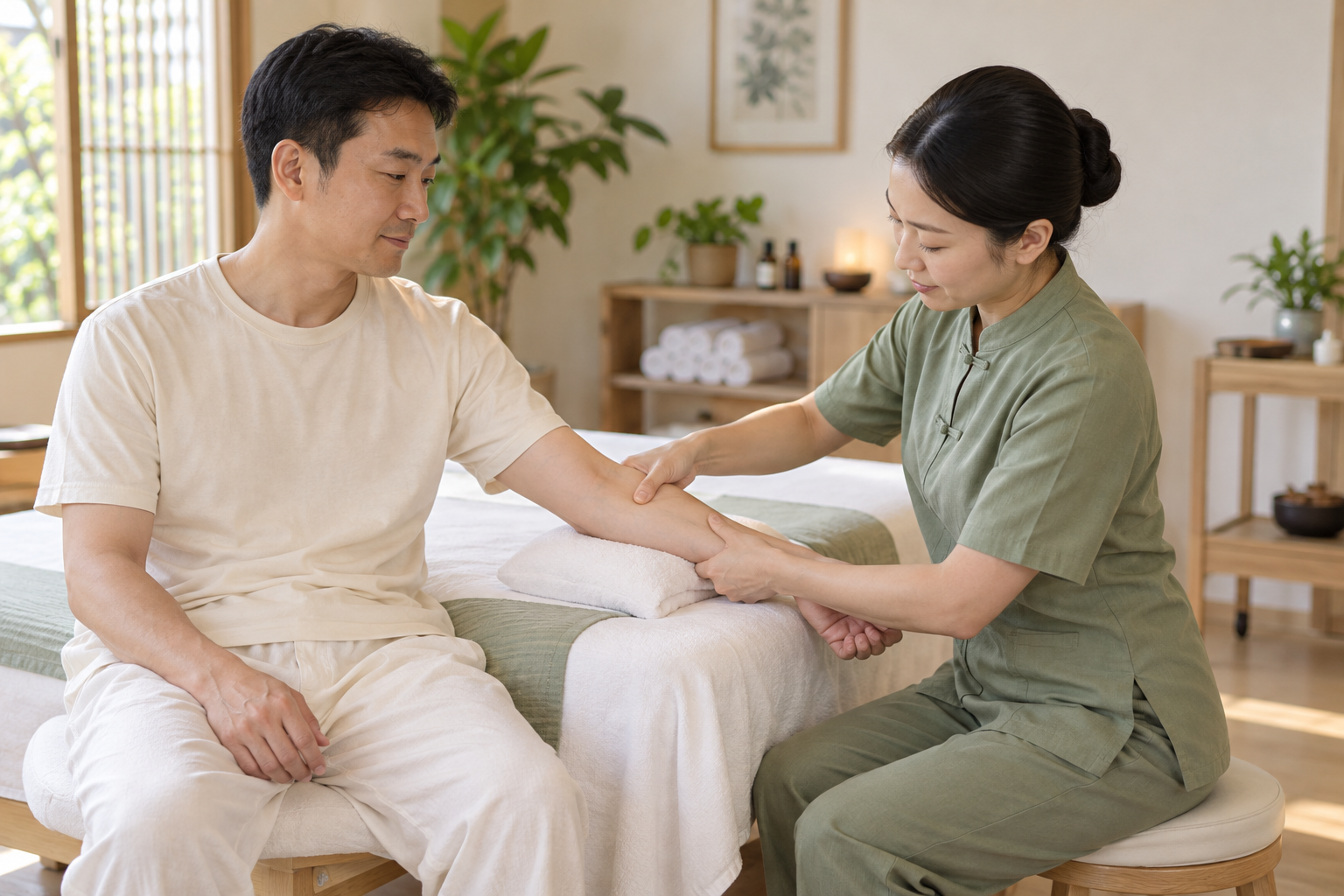 Individually adapted forearm massage – AI-generated illustrative image